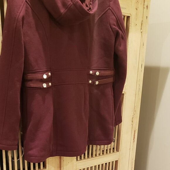 D.E.T.A.I.L.S. INT Cotton Poly Hooded Plum Colored Coat - Picture 6 of 10